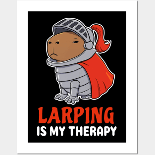 Larping is my therapy cartoon Capybara Knight Posters and Art